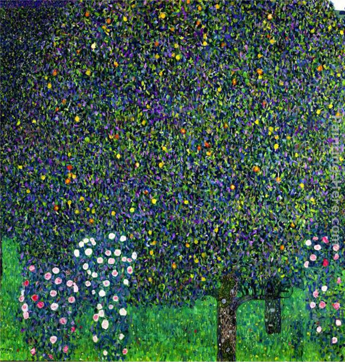 Roses Under the Trees, circa 1905 painting - Gustav Klimt Roses Under the Trees, circa 1905 art painting